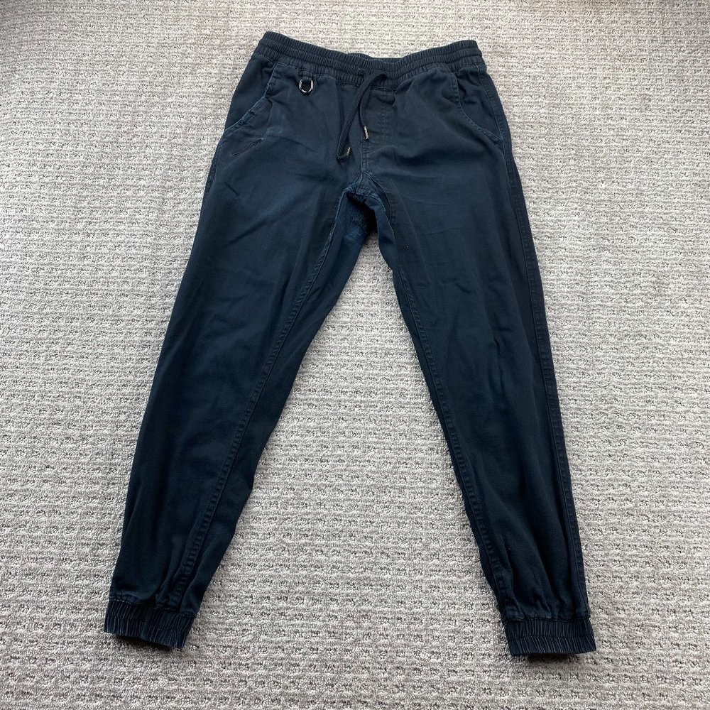 Publish Jogger Pants Men Size 30 Black Pockets Casual Tapered Previously Mended